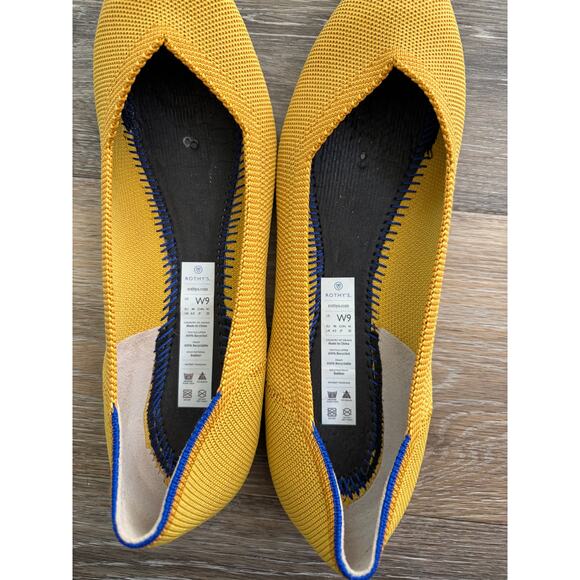 Rothy’s The Point Flats Size 9  Yellow with Blue Trim - Picture 3 of 3
